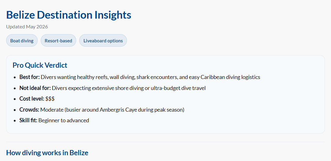 Belize Destination Insights Sample